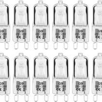 12 Pack G9 Halogen Bulbs 28W 230V 2800K Warm White 480lm Clear Capsule Halogen Lamps Dimmable No Strobe No Flicker